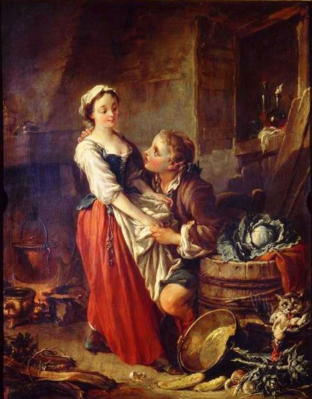 The beautiful kitchen - Oil Painting by French Artist François Boucher 18th Century 