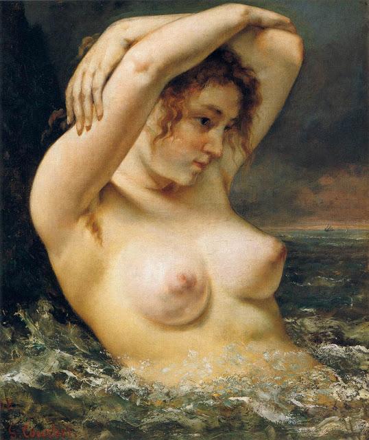 The Woman in the Waves - Oil Painting by French Painter Gustave Courbet 1868 