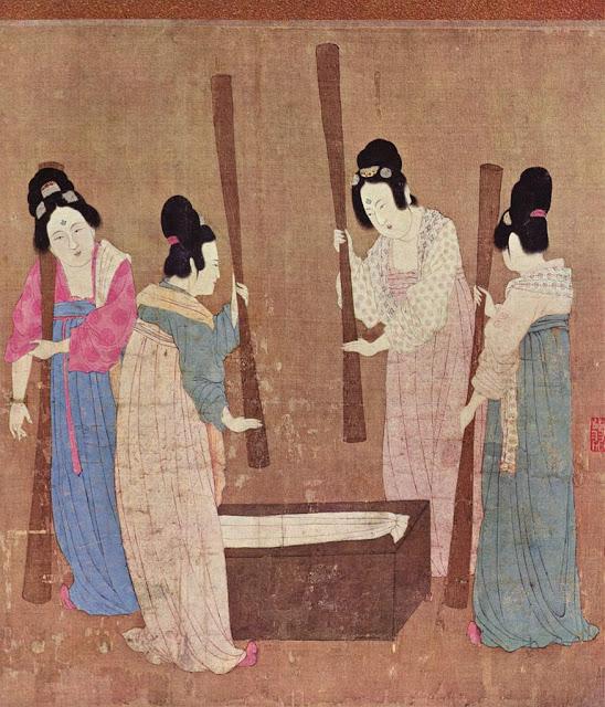 Women preparing silk by Emperor Huizong - China c1100 