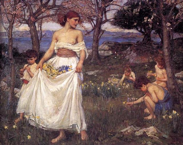 Women with Flowsers - Oil Paintings by English Painter John William Waterhouse 