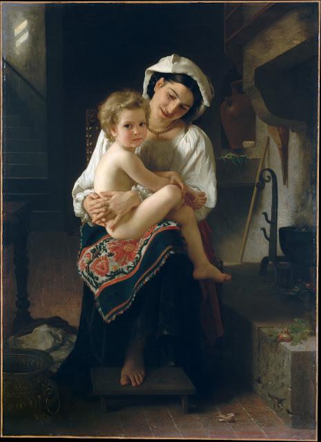 Young Mother Gazing at Her Child by French Artist William Bouguereau - ca.1871 